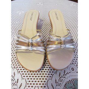 Cabin Creek Cage Slide On Wedge Heel Gold Silver Copper No Size Shoes